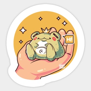 Sitting King Frog Collection: A Darling King Frog Perched on Palms Sticker